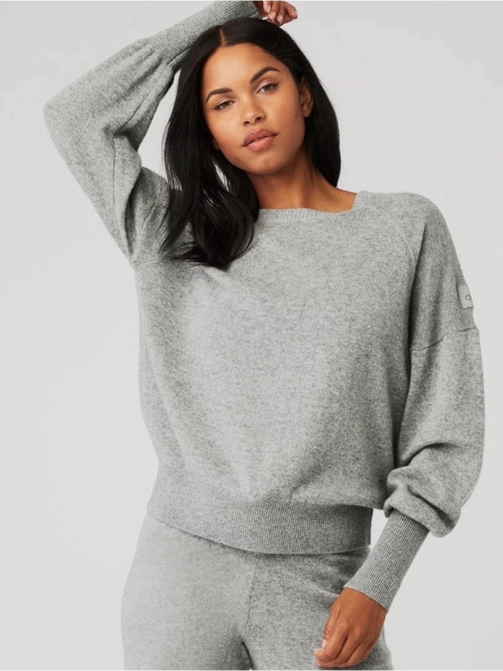 NWT Alo Cashmere Jet Set Crew - Dove Grey Heather L